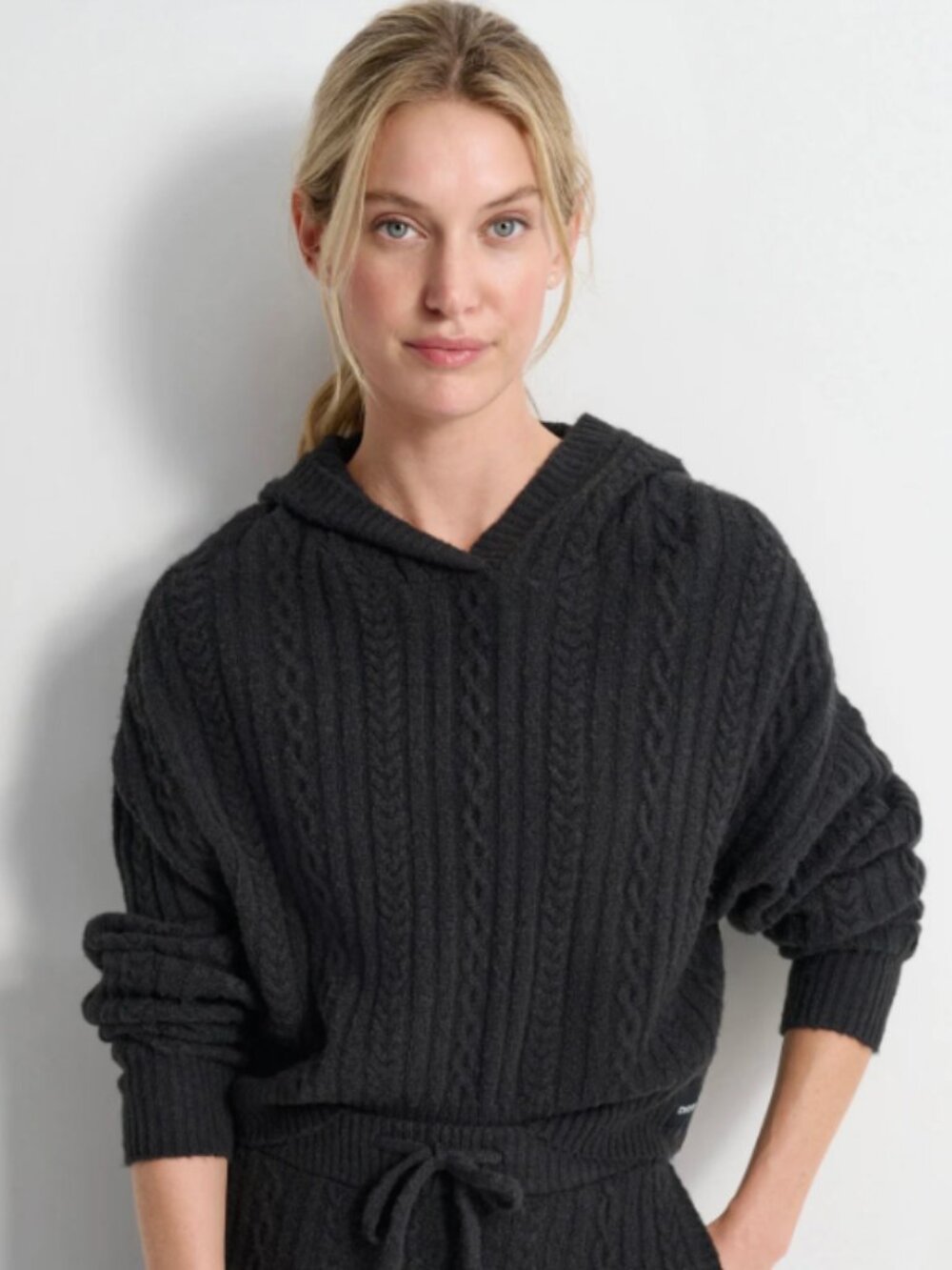 DKNY Cozy Cable Sweater Hoodie - XL